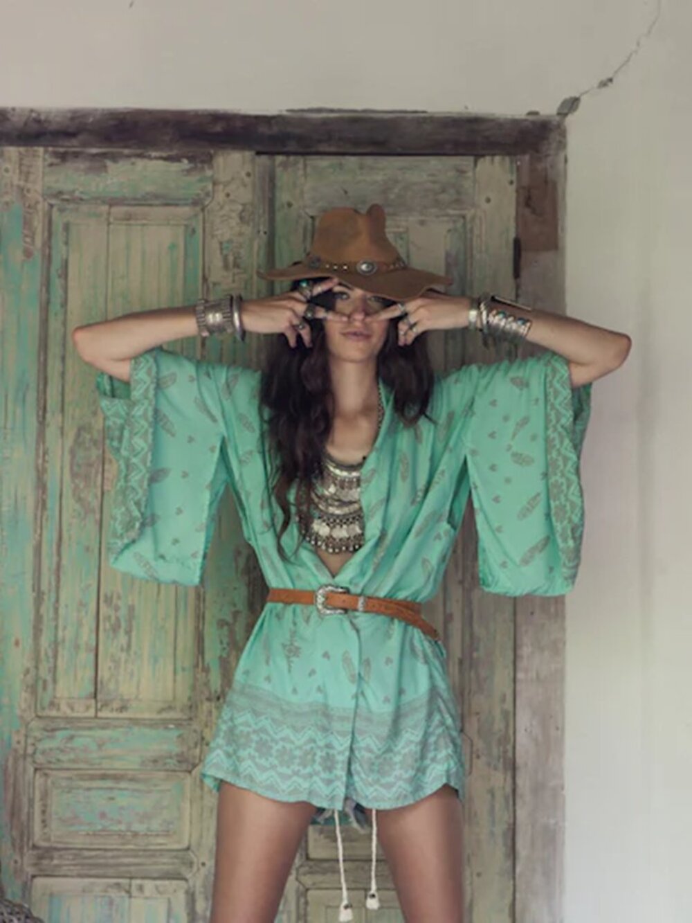 Spell & the‎ Gypsy Collective Short Skull Tribe Robe Kimono One Size OS